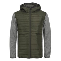 Blouson à capuche kaki avec une coupe droite et des manches longues
