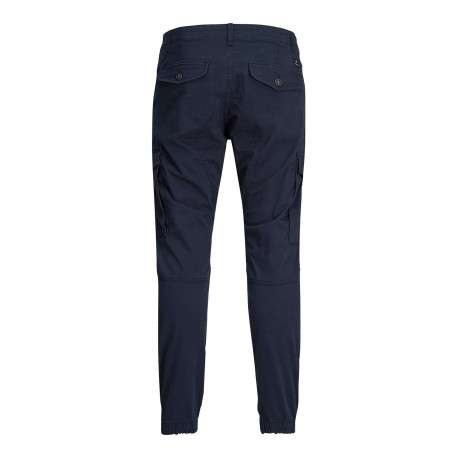 Pantalon cargo Paul Flake marine uni en coton mélangé avec une coupe droite - Image 3