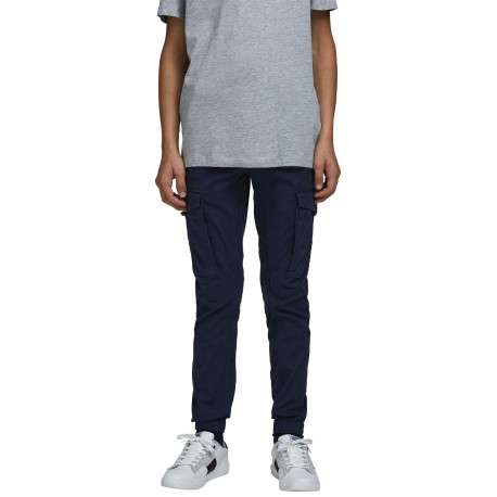 Pantalon cargo Paul Flake marine uni en coton mélangé avec une coupe droite - Image 6