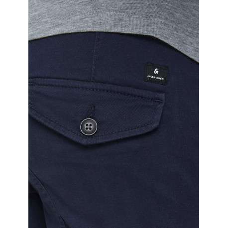 Pantalon cargo Paul Flake marine uni en coton mélangé avec une coupe droite - Image 7