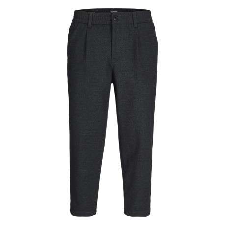 Pantalon chino anthracite uni avec une coupe droite et une taille élastiquée