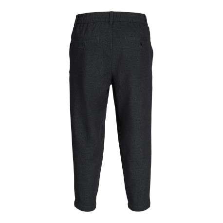Pantalon chino anthracite uni avec une coupe droite et une taille élastiquée - Image 3