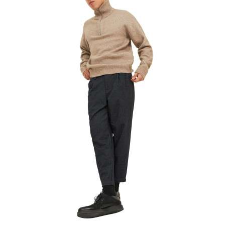 Pantalon chino anthracite uni avec une coupe droite et une taille élastiquée - Image 5