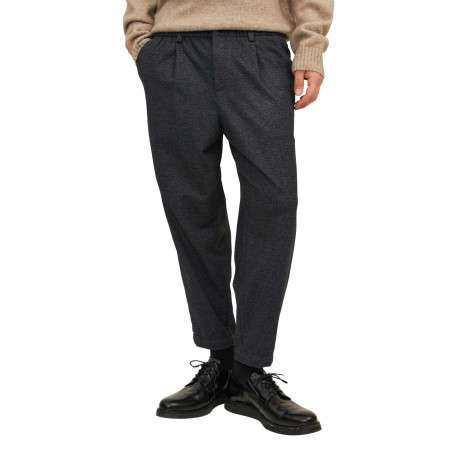 Pantalon chino anthracite uni avec une coupe droite et une taille élastiquée - Image 6