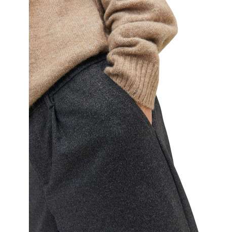 Pantalon chino anthracite uni avec une coupe droite et une taille élastiquée - Image 7