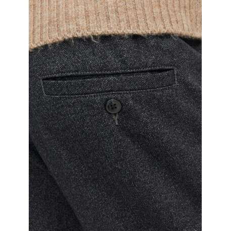 Pantalon chino anthracite uni avec une coupe droite et une taille élastiquée - Image 8
