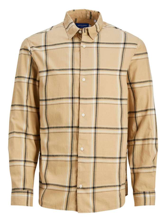 Chemise beige à carreaux en...