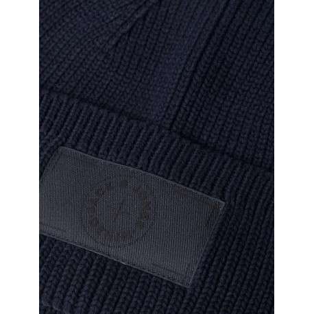 Bonnet marine uni en coton avec le logo de la marque cousu sur la face avant - Image 2