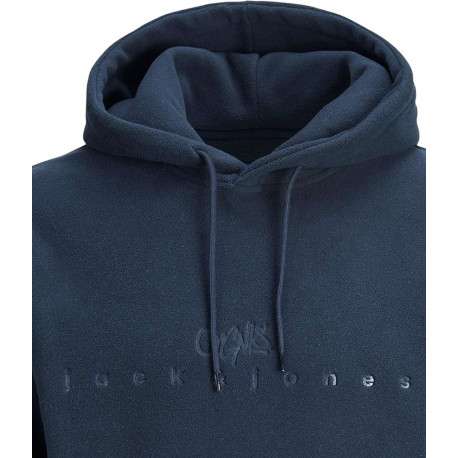Sweat à capuche marine uni avec une coupe droite et une poche kangourou - Image 2