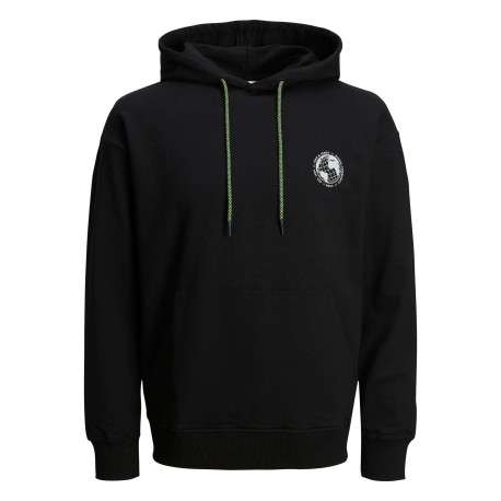Sweat à capuche noir avec un coupe droite et un imprimé dorsal