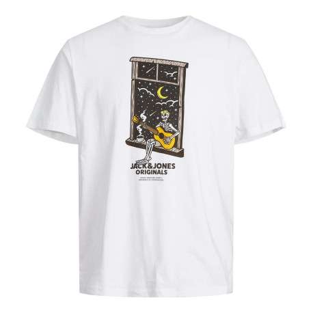 T-shirt blanc en coton avec une coupe droite et un col rond