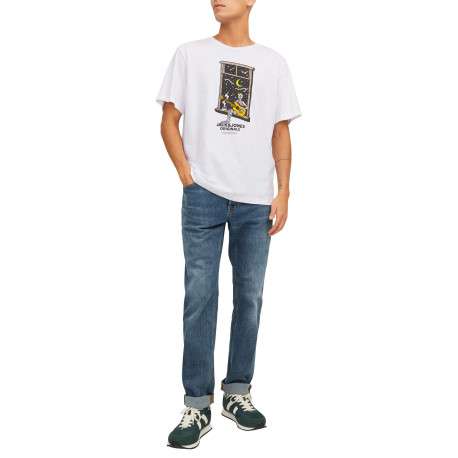T-shirt blanc en coton avec une coupe droite et un col rond - Image 2