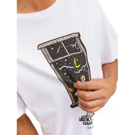 T-shirt blanc en coton avec une coupe droite et un col rond - Image 6
