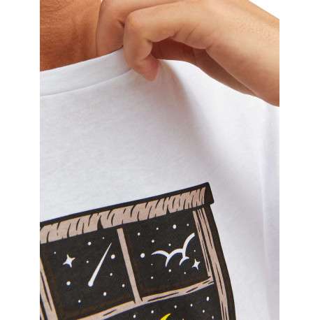 T-shirt blanc en coton avec une coupe droite et un col rond - Image 7