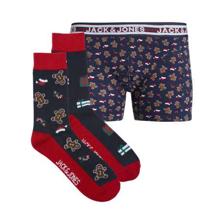 Coffret boxer et chaussettes en coton marine avec des imprimés