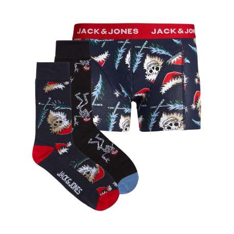 Coffret boxer marine et chaussettes en coton avec des imprimés