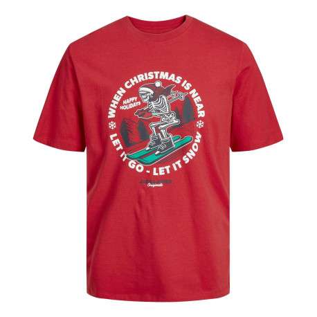 T-shirt rouge en coton avec une coupe droite et des manches courtes