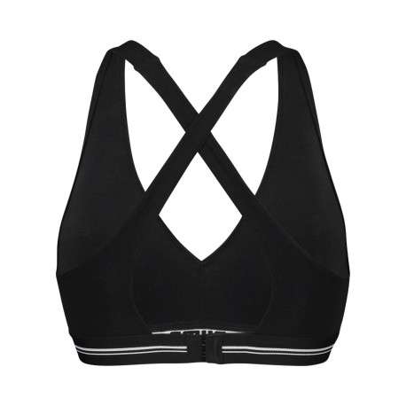 Brassière en coton noire unie avec une bande élastiquée sous la poitrine - Image 2