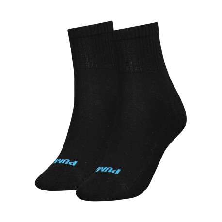Chaussettes hautes noires avec un coeur à l'arrière brodé en bleu