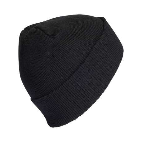 Bonnet noir côtelé avec logo brodé à l'avant - Image 2