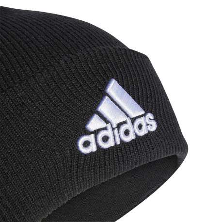 Bonnet noir côtelé avec logo brodé à l'avant - Image 3