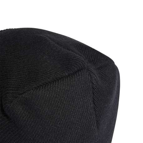 Bonnet noir côtelé avec logo brodé à l'avant - Image 4