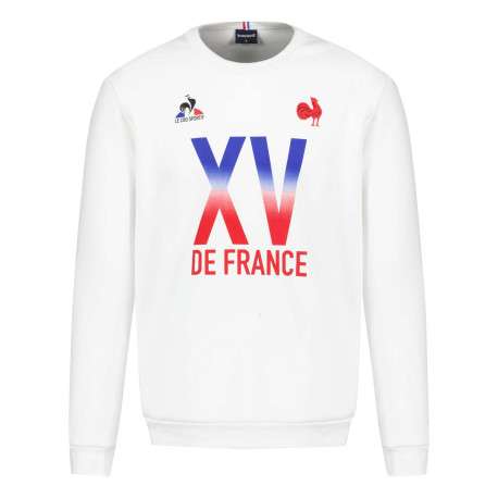 Sweat en coton mélangé blanc uni coupe droite avec un col rond et inscriptions