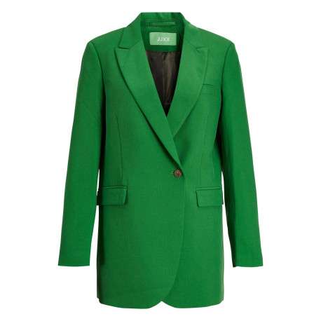 Blazer vert uni coupe droite avec un col cubain et poches latérales avec rabat - Image 2