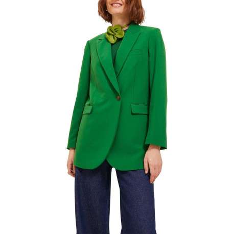 Blazer vert uni coupe droite avec un col cubain et poches latérales avec rabat - Image 9