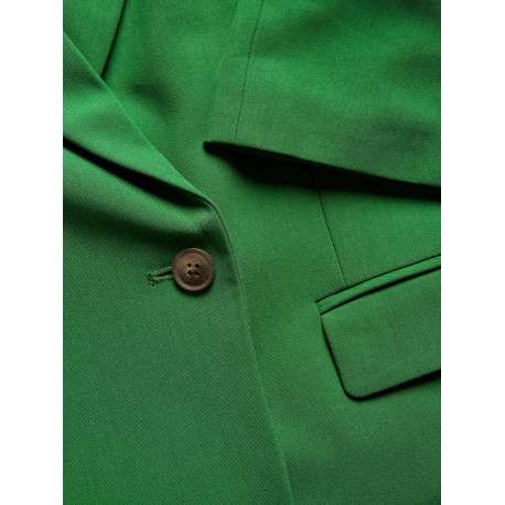Blazer vert uni coupe droite avec un col cubain et poches latérales avec rabat - Image 8