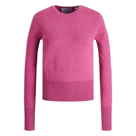 Pull rose uni coupe droite avec un col rond et des manches longues
