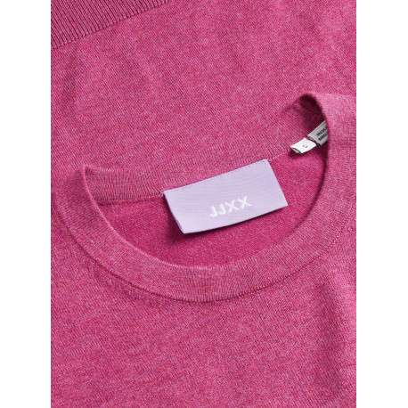 Pull rose uni coupe droite avec un col rond et des manches longues - Image 4
