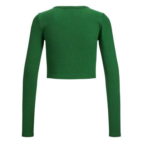 T-shirt en coton vert uni avec une coupe droite et un col rond - Image 2