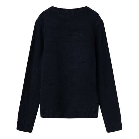 Pull marine imprimé bonhomme de neige avec coupe droite et col rond - Image 2