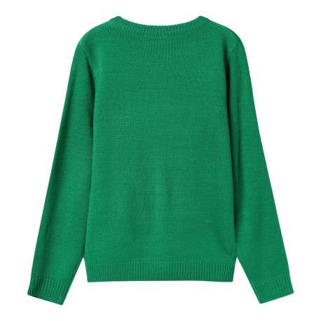 Pull vert imprimé renne de noël avec une coupe droite et un col rond - Image 2
