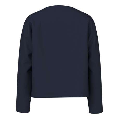 T-shirt en coton marine avec étoile pailletée à la poitrine et un col rond - Image 3