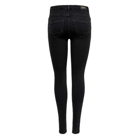 Jean en coton noir uni avec une coupe skinny et un patch à la ceinture - Image 2