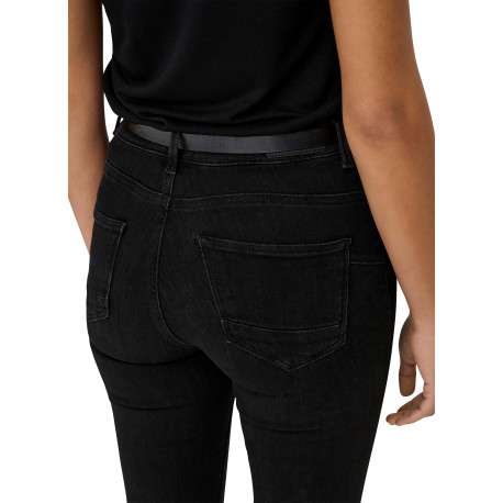 Jean en coton noir uni avec une coupe skinny et un patch à la ceinture - Image 5