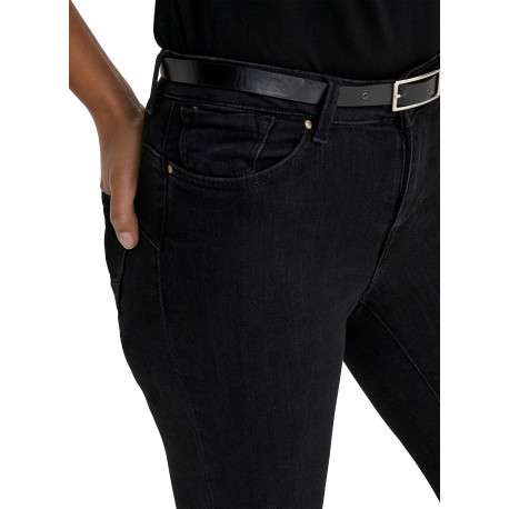 Jean en coton noir uni avec une coupe skinny et un patch à la ceinture - Image 6