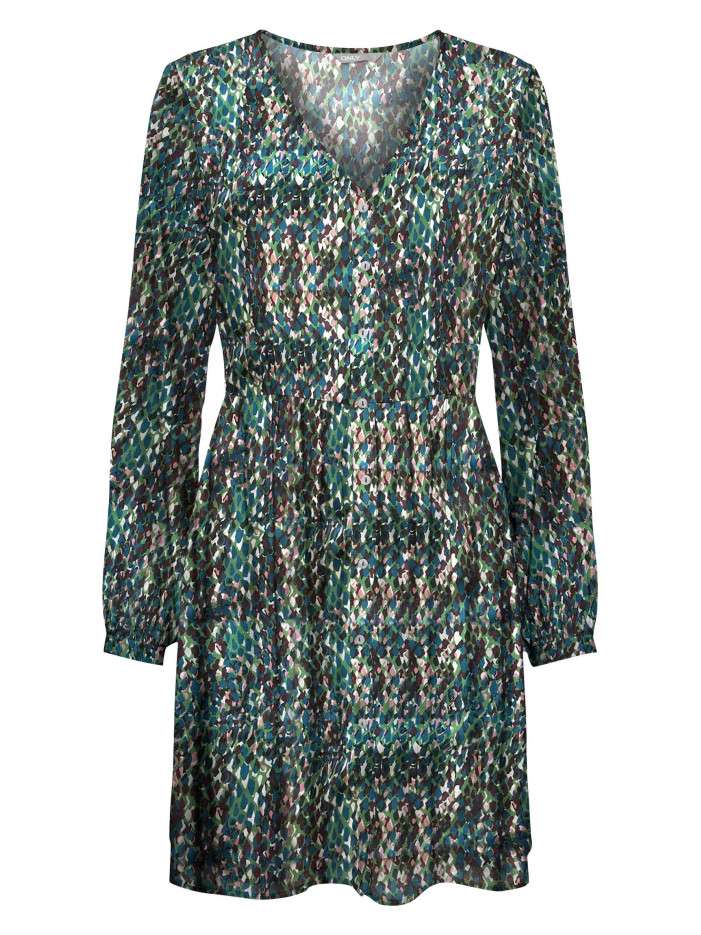 Robe courte verte imprimé...