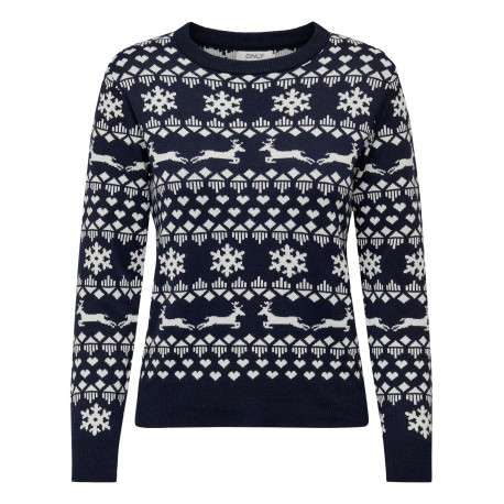 Pull nuit à motif noël à coupe droite col rond et à manches longues