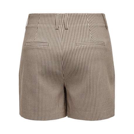Short beige imprimé Prince de Galle avec une coupe droite et une taille haute - Image 2