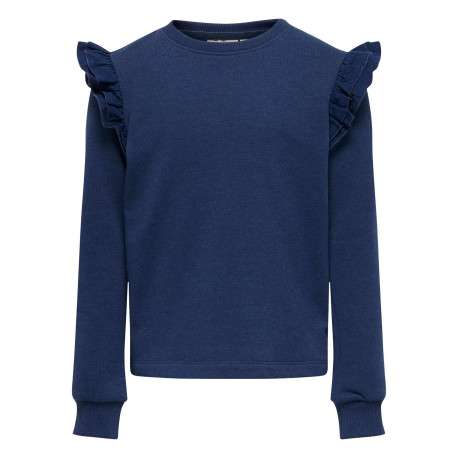 Sweat marine chiné avec une coupe droite et un col rond