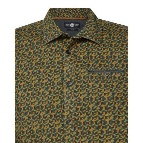 Chemise en coton kaki imprimée coupe regular fit col français - Image 3