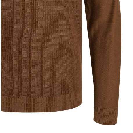 Pull en coton et lin mélangé camel en maille cueillie à coupe droite - Image 2