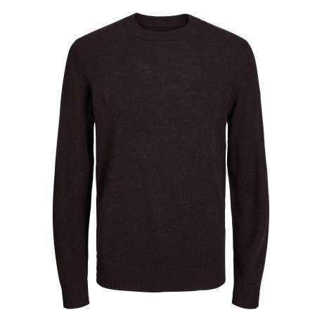 Pull en laine marron uni avec une coupe droite et un col ras du cou