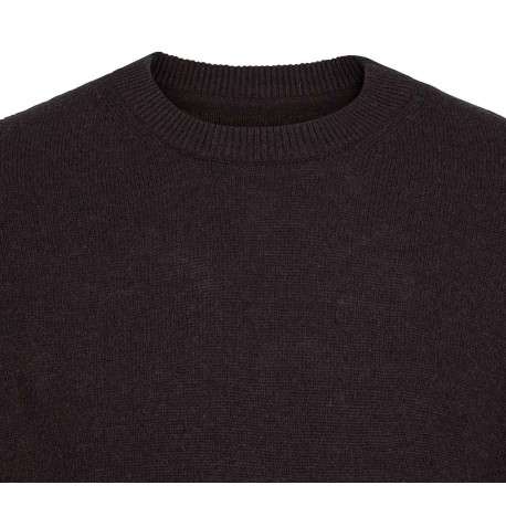 Pull en laine marron uni avec une coupe droite et un col ras du cou - Image 2