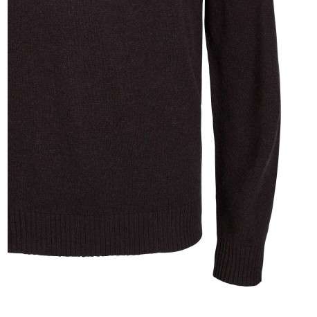 Pull en laine marron uni avec une coupe droite et un col ras du cou - Image 3