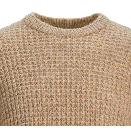 Pull en laine mélangée beige en jersey endroit à coupe droite et col ras du cou - Image 2