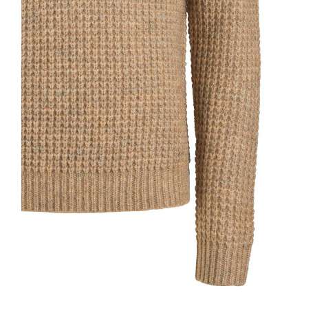 Pull en laine mélangée beige en jersey endroit à coupe droite et col ras du cou - Image 3